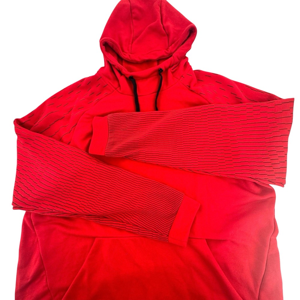 Nike Red Dri Fit Hoodie Sweatshirt Red Striped Sleeves New Men's XL‎